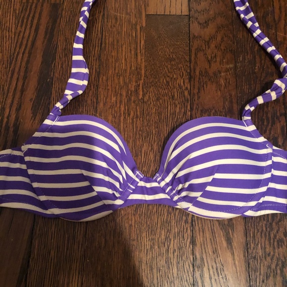 Jcrew purple striped push-up halter bikini top - Picture 1 of 7